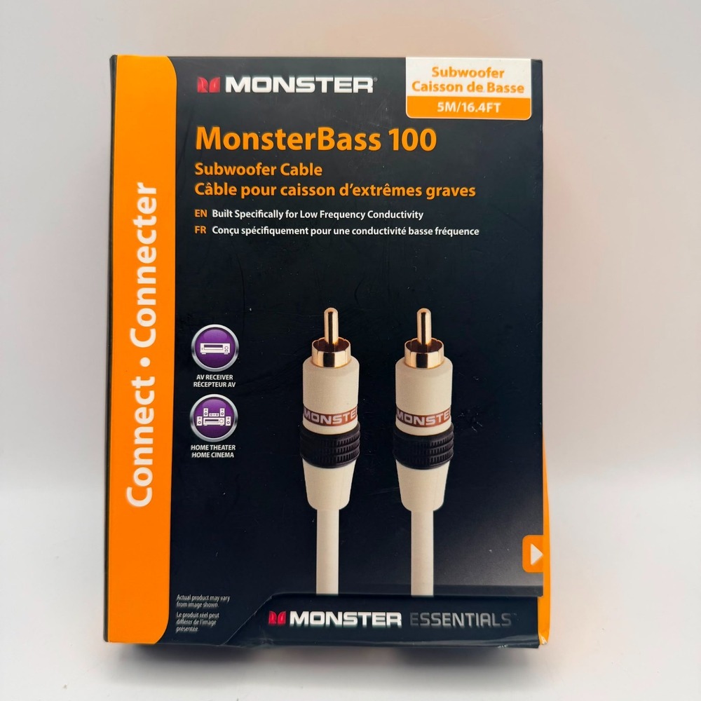 MonsterBass 100 Subwoofer Cable 5M 16.4FT RCA to RCA Monster Essentials AV Audio